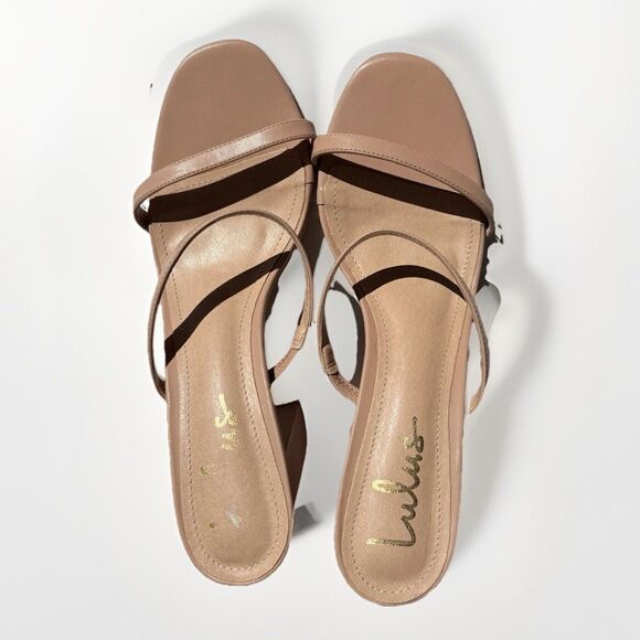 Lulu’s Nude Strappy Block Heel Sandals Women’s Size 11 Open Toe Dress Shoes - Picture 5 of 9